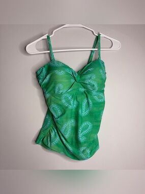 Boden Swimsuit Green Blue Adjustable Tankini US 8 Padded Swim Top